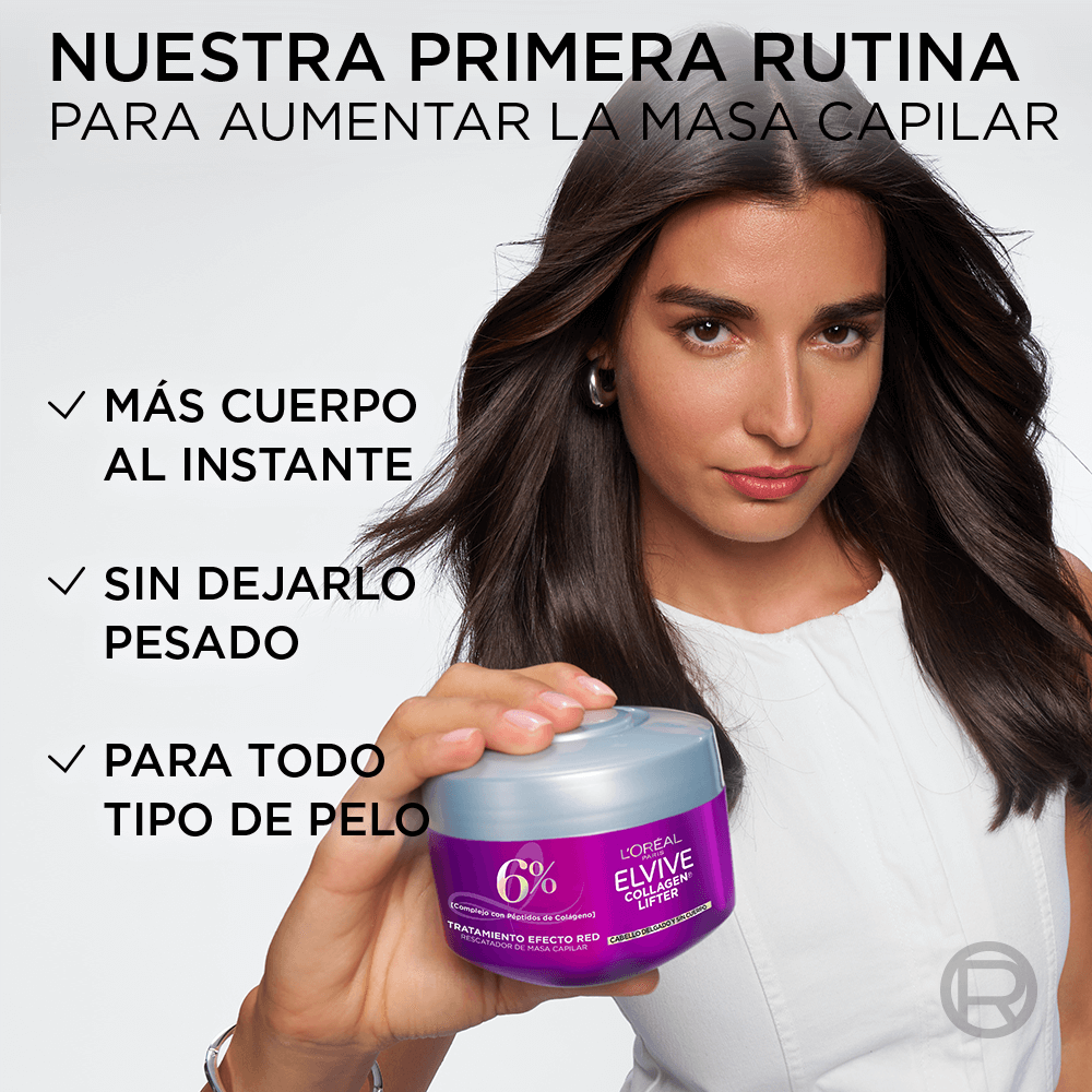 Marca de crema con colágeno para aumentar la masa capilar del pelo ralo Elvive Colágeno Lifter L'Oréal Paris