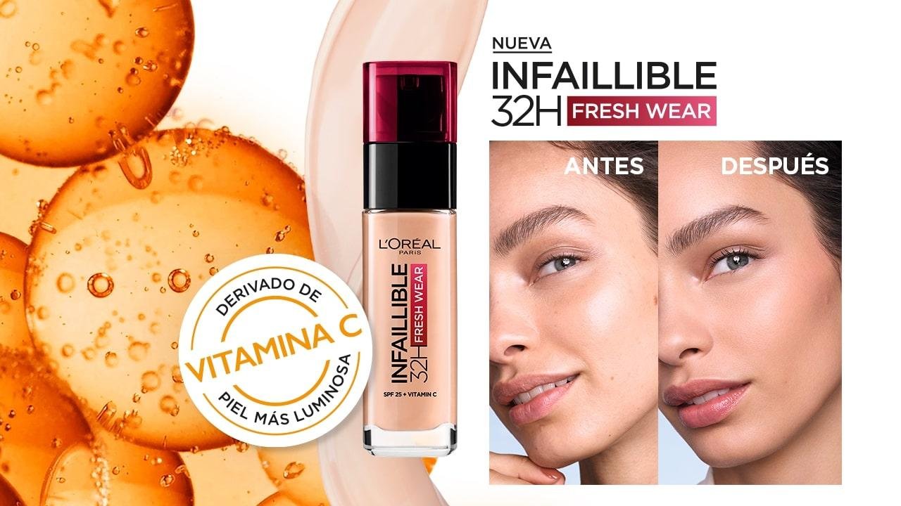 Base de maquillaje Infallible 24h Fresh wear L'Oréal Paris, Tono 125  Naturel Rose