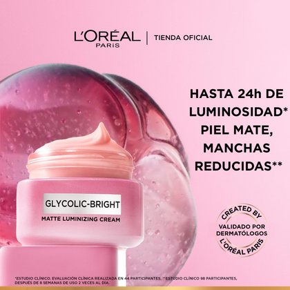6 Crema Mate Iluminadora Glycolic Bright Luminosidad