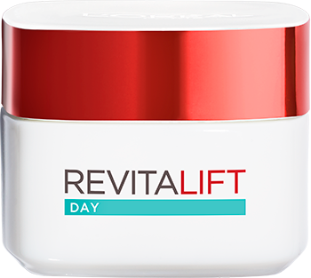 Cuidado facial Foto del envase de la crema diurna de textura ligera Revitalift (producto estrella)