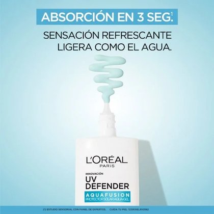 Bloqueador ligero de cara que se absorbe en 3 segundos UV Defender L'Oréal Aquafusion